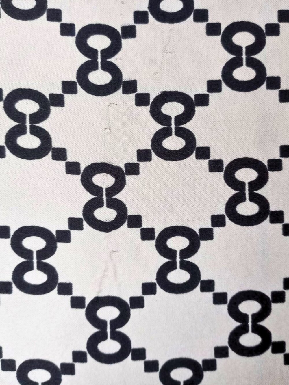 Vintage Geometric Monogram Silk Feel Scarf - Black, White & Red Border Square - Picture 6 of 9